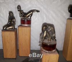 Presentoir Art Deco Ourt-gallery Perfume Glass Timber Bottle Cap Bronze Woman