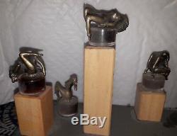 Presentoir Art Deco Ourt-gallery Perfume Glass Timber Bottle Cap Bronze Woman