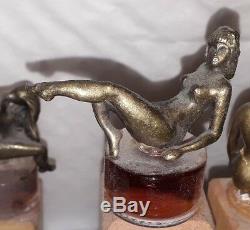 Presentoir Art Deco Ourt-gallery Perfume Glass Timber Bottle Cap Bronze Woman