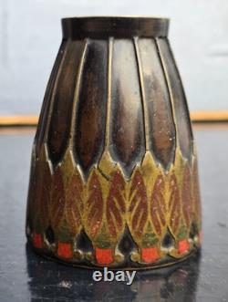 Primavera Vase Miniature Bronze Decor Art Deco Enamelled Cicadas 1930