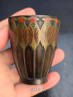 Primavera Vase Miniature Bronze Decor Art Deco Enamelled Cicadas 1930