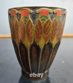 Primavera Vase Miniature Bronze Decor Art Deco Enamelled Cicadas 1930
