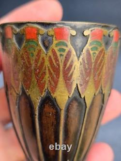 Primavera Vase Miniature Bronze Decor Art Deco Enamelled Cicadas 1930