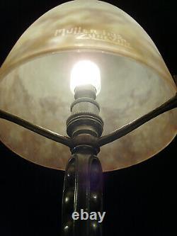 Puel-detot - Muller Brothers Lamp Art Deco Bronze Nickeled - Glass Pte Shell