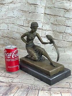 Pure Bronze Statue, Girl With Perrot, Signed Art Deco, Atfer Chiparus Sale