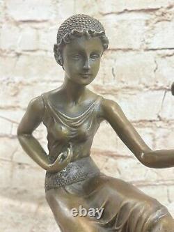 Pure Bronze Statue, Girl With Perrot, Signed Art Deco, Atfer Chiparus Sale
