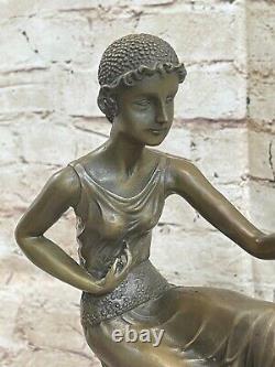 Pure Bronze Statue, Girl With Perrot, Signed Art Deco, Atfer Chiparus Sale