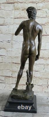 Pure Marble Bronze Statue Sculpture of a Beautiful Naked Man David