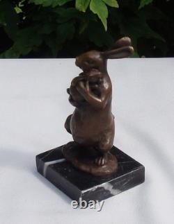 Rabbit Statue Sculpture, Animalier Style, Art Deco Style, Art Nouveau Bronze