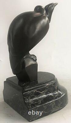 Rare American Art Deco Stylized Bronze Vulture by Williams Sculpture Marble