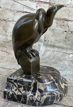 Rare American Stylized Art Deco Bronze Vulture By Williams Sculpture Marble