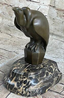 Rare American Stylized Art Deco Bronze Vulture By Williams Sculpture Marble