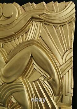 Rare Art Deco Bas Relief Folies Bergère Look Gilded Bronze 1920-1925 Maurice Pico