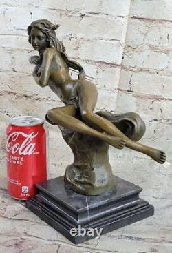 Rare Art Deco Bronze Signed Roaring C. 1920s Nude Woman Sculpture Statue Gift