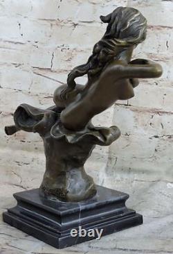 Rare Art Deco Bronze Signed Roaring C. 1920s Nude Woman Sculpture Statue Gift