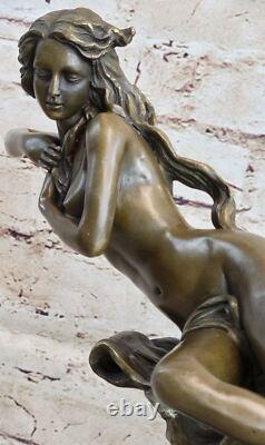 Rare Art Deco Bronze Signed Roaring C. 1920s Nude Woman Sculpture Statue Gift