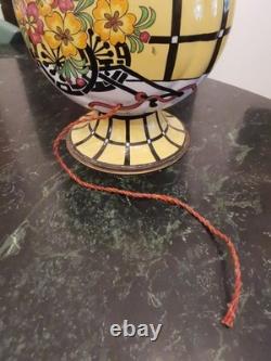 Rare Art Deco Faience and Bronze Lamp Base HB