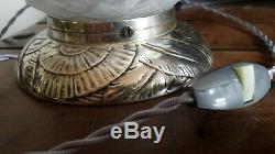 Rare Art Deco Lamp Boule Bronze Silver No. Muller Degué