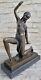 "rare Art Deco Patinated And Sculpted Bronze Model Of An Exotic Dancer"