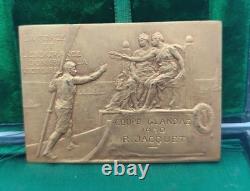 Rare Art Deco Rowing Plaquette Glandaz Cup 1930 Robert JACQUET - Bronze, 31