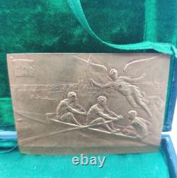 Rare Art Deco Rowing Plaquette Glandaz Cup 1930 Robert JACQUET - Bronze, 31