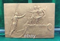 Rare Art Deco Rowing Plaquette Glandaz Cup 1930 Robert JACQUET - Bronze, 31