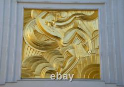 Rare Art Deco bas-relief, Folies Bergère look, gilded bronze, 1920s–1930s, Pico