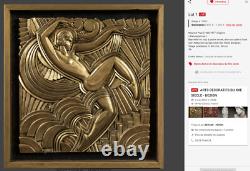 Rare Art Deco bas-relief, Folies Bergère look, gilded bronze, 1920s–1930s, Pico