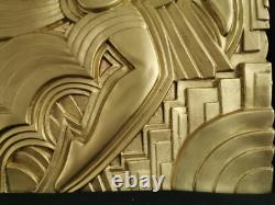 Rare Art Deco bas-relief, Folies Bergère look, gilded bronze, 1920s–1930s, Pico