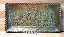 Rare Art Deco vide-poche Max Le Verrier bronze lion hunting scene signed