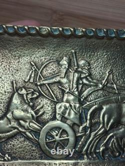 Rare Art Deco vide-poche Max Le Verrier bronze lion hunting scene signed