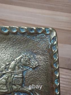 Rare Art Deco vide-poche Max Le Verrier bronze lion hunting scene signed