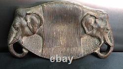Rare Empty Art Deco Bronze Pocket Decorated With Elephant Heads By Duval