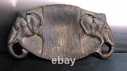 Rare Empty Art Deco Bronze Pocket Decorated With Elephant Heads By Duval