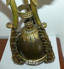 Rare Huge Oil Lamp A Bronze Napoleon III Tete De Bouc