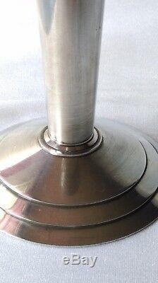 Rare Individual Candlestick Time Christofle Art Deco Bronze Silver Solid
