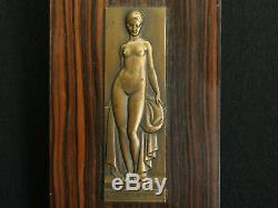 Rare Notepad Wood Macassar From Original Art Deco Bronze Plaque P. Turin 1925