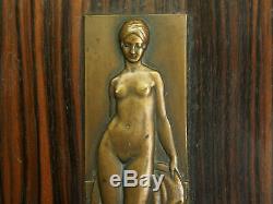 Rare Notepad Wood Macassar From Original Art Deco Bronze Plaque P. Turin 1925