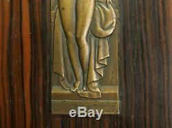 Rare Notepad Wood Macassar From Original Art Deco Bronze Plaque P. Turin 1925