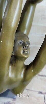 Rare Original Art Deco Sport Gymnastic Bronze Sculpture Statue Marble Figurine