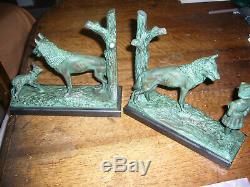 Rare Pair Of Greenhouse Art Deco Bronze Books Signed Max Leverrier (1891-1973)