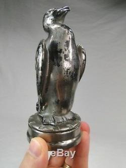 Rare Stopper Radiator Art Deco Automotive Car Mascot Penguin Bronze Argente