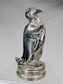 Rare Stopper Radiator Art Deco Automotive Car Mascot Penguin Bronze Argente