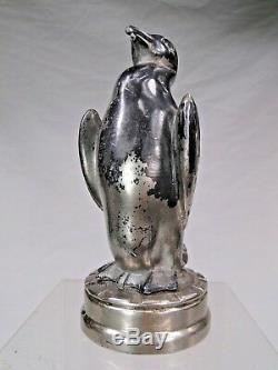 Rare Stopper Radiator Art Deco Automotive Car Mascot Penguin Bronze Argente