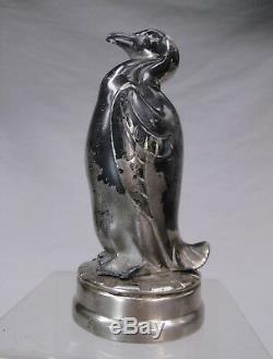 Rare Stopper Radiator Art Deco Automotive Car Mascot Penguin Bronze Argente