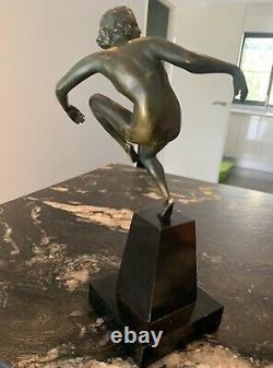 Rare Superb Bronze Marcel Bouraine Epoque Art Deco Dancer