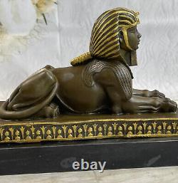 Rare Vintage European Art Deco Egyptian Bronze Sphinx Bookend