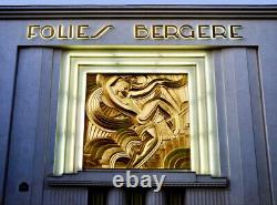 Rare art deco bas-relief of the Folies Bergère in gilded bronze 1925-1930 by Maurice Pico