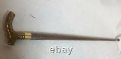 Rare smuggler's cane retro art deco style with solid bronze handle