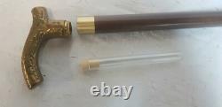 Rare smuggler's cane retro art deco style with solid bronze handle